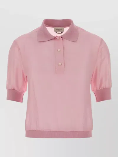 Jacob Cohen Short Sleeve Polo Shirt Ribbed Collar Cuffs In Pink