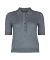Jacob Cohen Studded Collar Short Sleeve Polo Shirt In Slate Gray