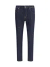 Jacob Cohen Tailored Dark Denim Trousers With Classic Five-pocket Design In Blue