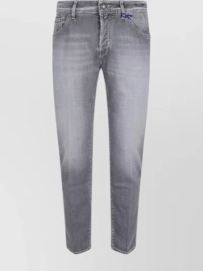 Jacob Cohen Slim Cropped 5 Pocket Trousers In Grey