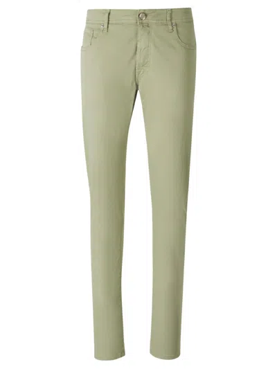 Jacob Cohen Slim Cut Button Fly Fastening Jeans With Five Pockets In Green