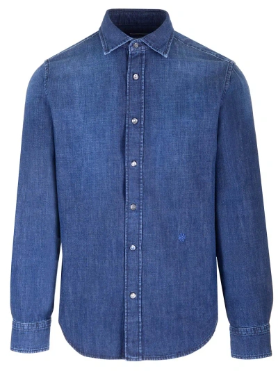 Jacob Cohen Slim Fit Chambray Shirt In Light Blue