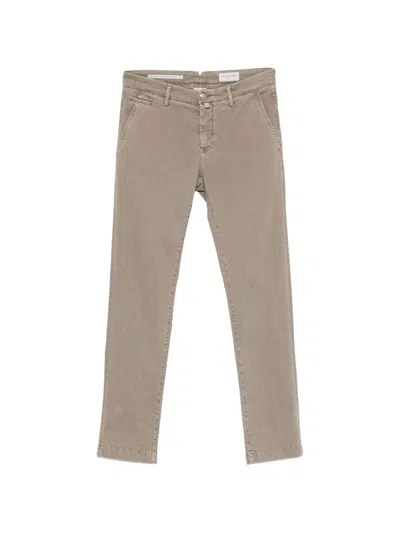Jacob Cohen Slim Fit Cotton Trousers In Metallic