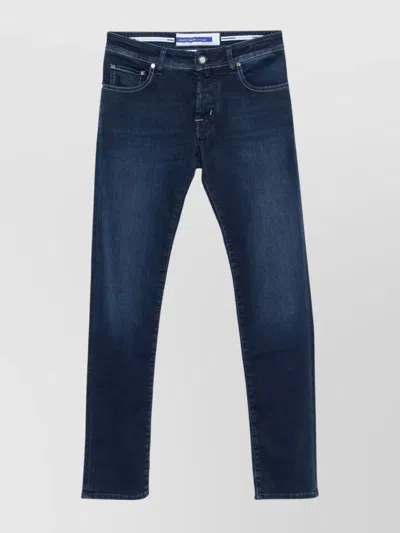 Jacob Cohen Slim Fit Denim Jeans With Contrast Stitching In Blue