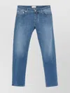 Jacob Cohen Tailored Blue Cotton Blend Jeans With Subtle Fade In Blue