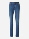 Jacob Cohen Blue Slim Five Pockets Jeans With Logo Patch In Blue