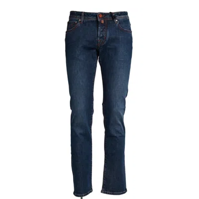 Jacob Cohen Slim-fit Jeans With Branded Button And Velvet Logo Patch In Blue