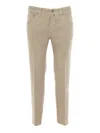 Jacob Cohen Cropped Slim Fit 5 Pocket Pants In Beige