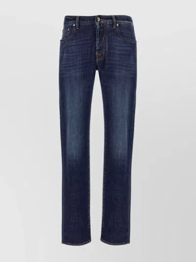 JACOB COHEN SLIM JEANS WITH BACK PATCH POCKETS