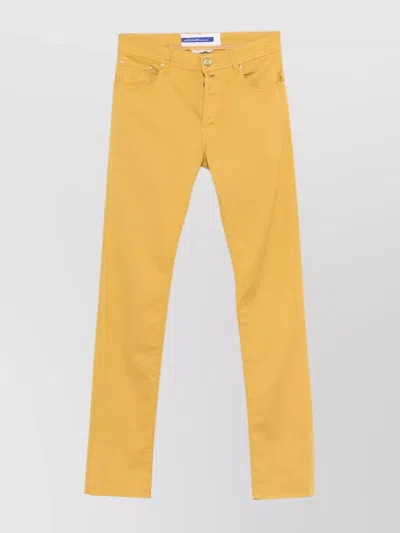 Jacob Cohen Slim Leg Trousers With Belt Loops In Yellow