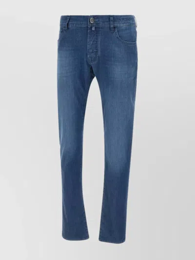 Jacob Cohen Slim Stretch Denim Trousers With 17cm Leg In Blue