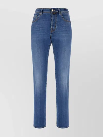 Jacob Cohen Stitched Denim Trousers Featuring Belt Loops In Blue