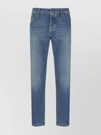Jacob Cohen Straight Cotton Denim Trousers In Blue