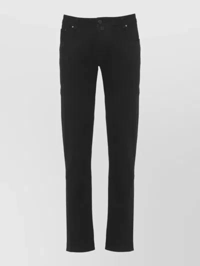 Jacob Cohen Straight Cotton Jeans Five Pocket Trousers In Black