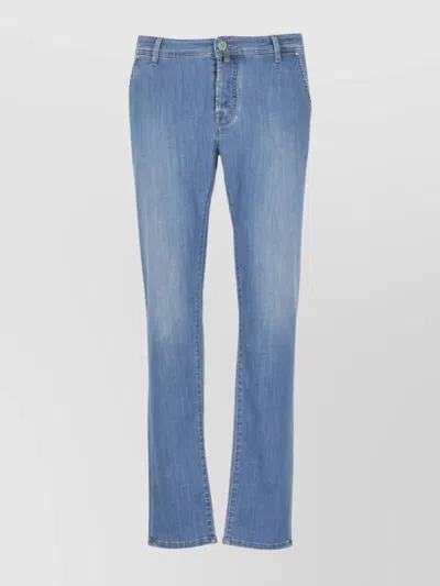 Jacob Cohen Straight Cotton Jeans Rivet Detailing In Blue