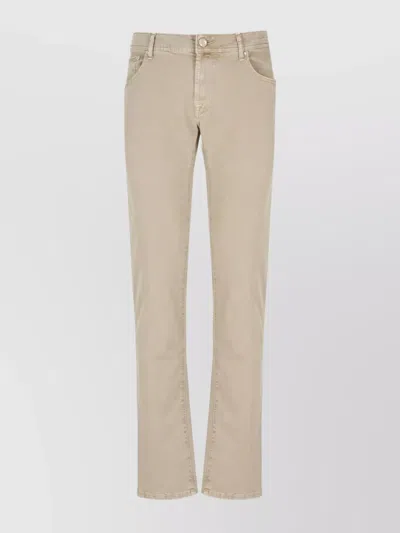 Jacob Cohen Straight Cotton Pants Five Pockets In Neutral
