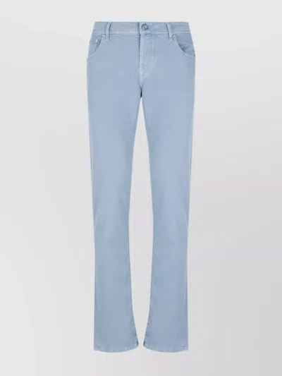 Jacob Cohen Straight Cotton Pants With Pockets In Blue