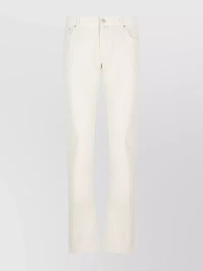 Jacob Cohen Straight Cotton Trousers Belt Loops In White