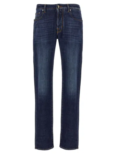 Jacob Cohen Straight Cut Stretch Cotton Jeans In Blue