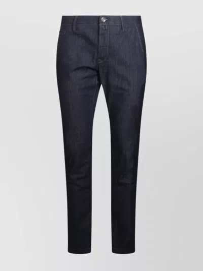 Jacob Cohen Straight Cut Trousers With Front And Back Pockets In Blue