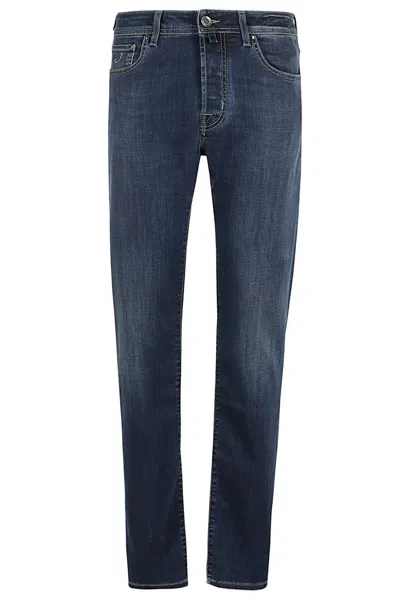 Jacob Cohen Straight Fit Denim Jeans With Logo Detail In Blue