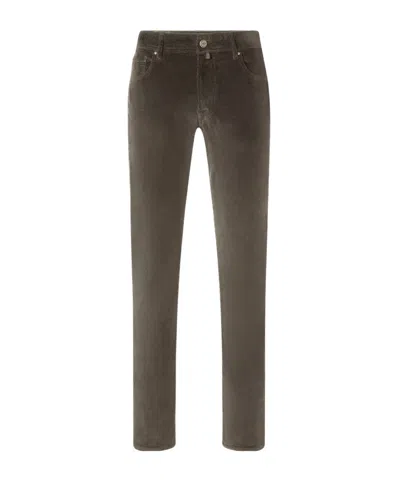 Jacob Cohen Pants In Straight-leg Corduroy In Gray