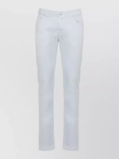 Jacob Cohen Straight Leg Cotton Denim Five Pocket Pants In White