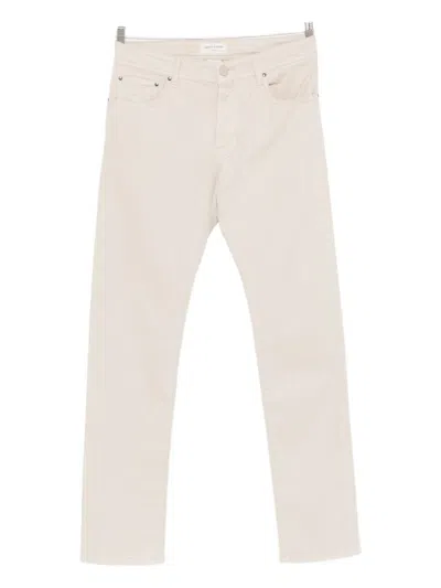 Jacob Cohen Straight-leg Light Grey Trousers With Five-pocket Design In Multi