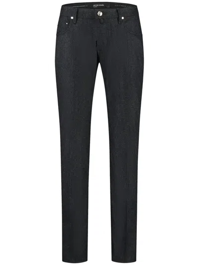 Jacob Cohen Straight Leg Logo-patch Trousers In Black