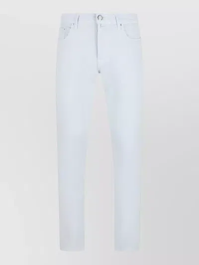Jacob Cohen Straight Leg Trousers Belt Loops Five Pockets In White