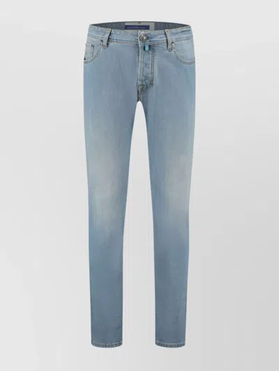 Jacob Cohen Straight Trousers With Five Pockets And Belt Loops In Blue