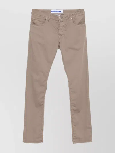 Jacob Cohen Straight Trousers With Pockets And Loops In Brown