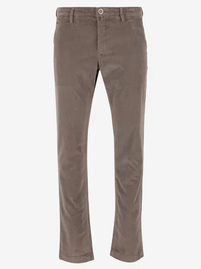 Jacob Cohen Stretch Cotton Blend Pants In Brown