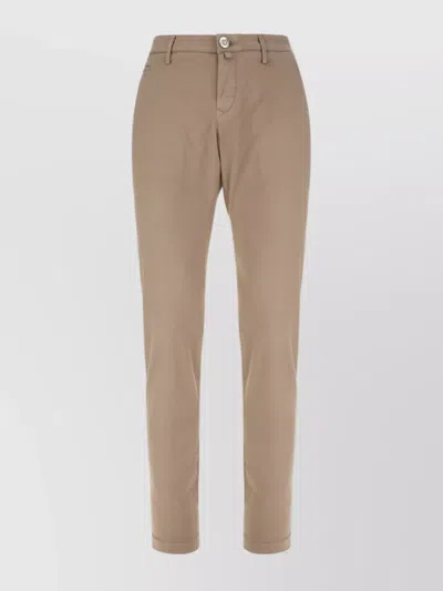 Jacob Cohen Stretch Cotton Blend Pants With Front And Back Pockets In Nude