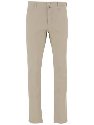 Jacob Cohen Stretch Cotton Blend Trousers In Neutral
