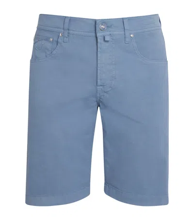 Jacob Cohen Stretch Cotton Nicolas Bermuda Shorts In Blue