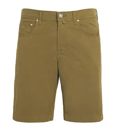 Jacob Cohen Stretch Cotton Nicolas Bermuda Shorts In Green