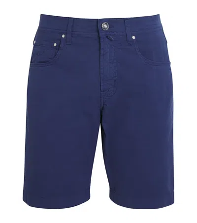 Jacob Cohen Stretch Cotton Nicolas Bermuda Shorts In Blue