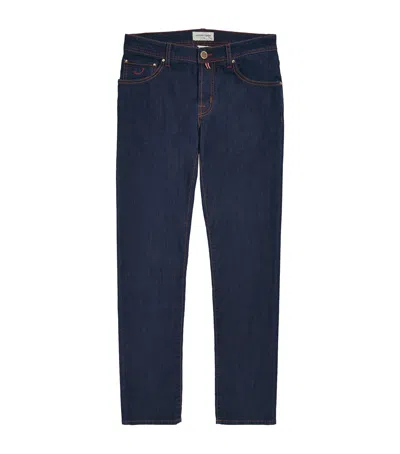 Jacob Cohen Stripe-trim Nick Slim Jeans In Blue