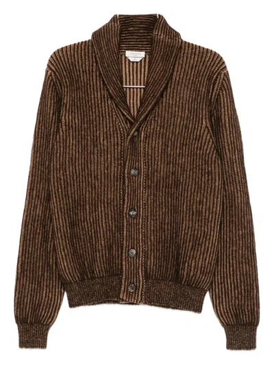 Jacob Cohen Striped Shawl-collar Cardigan In Brown