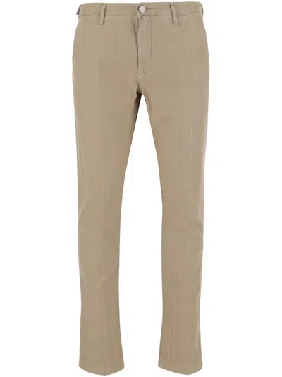 Jacob Cohen Striped Straight Trousers In Nude