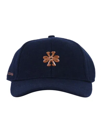 Jacob Cohen Structured Wool Blend Baseball Cap In Blue