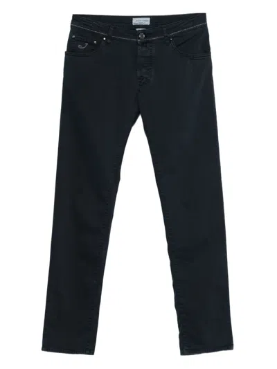 Jacob Cohen Studded Detailing Five-pocket Jeans With Button Fastening In Blue