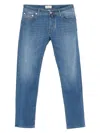Jacob Cohen Tailored Blue Cotton Blend Jeans With Subtle Fade In Blue