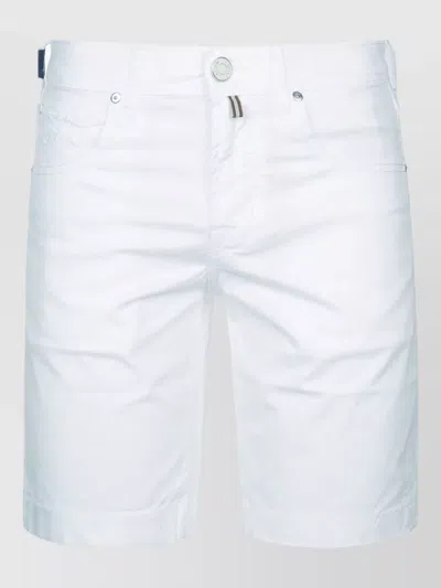 Jacob Cohen Tailored Bermuda Pants Belt Loops Pockets In White