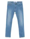 Jacob Cohen Tailored Blue Cotton Blend Jeans With Subtle Fade