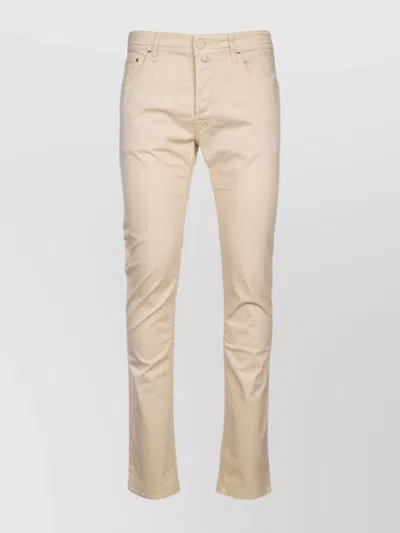 Jacob Cohen Tailored Trousers With Back Pockets And Belt Loops In Neutral