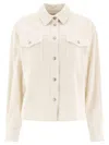 Jacob Cohen Textured White Velvet Overshirt In Neutral