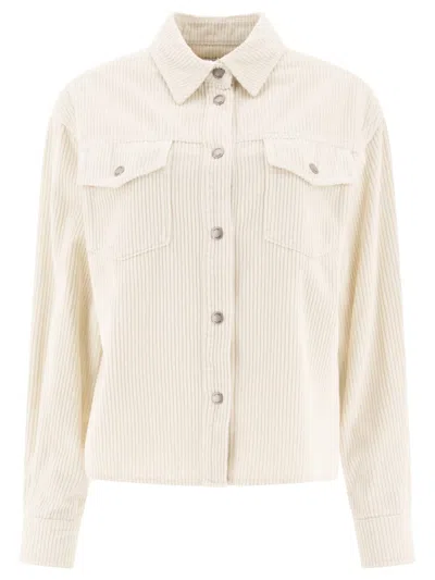 JACOB COHEN JACOB COHEN TEXTURED WHITE VELVET OVERSHIRT