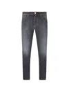 Jacob Cohen Topstitched Trousers In Black